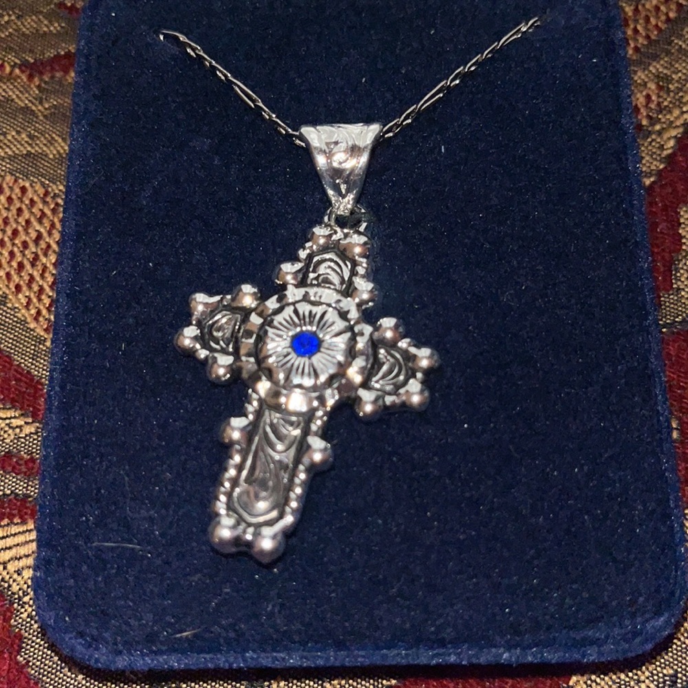 Antique silver flower cross